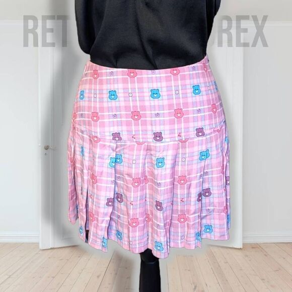 DOLLS Kill x Care Bears Harmony in My Heart Plaid Pleated Mini Skirt, Small NWT - Picture 4 of 11
